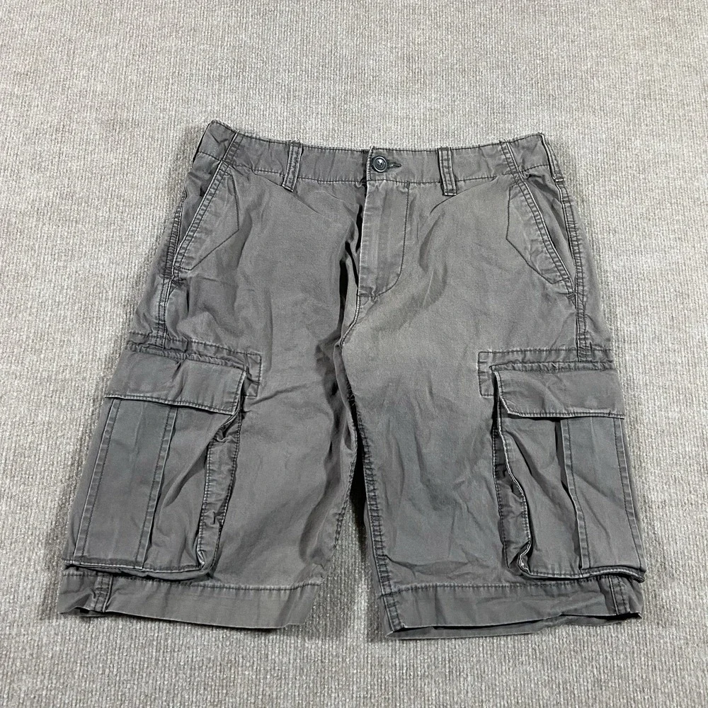 Gap Khakis Lived In Cargo Shorts Mens 31 Grey Relaxed Fit Cotton Utility Outdoor